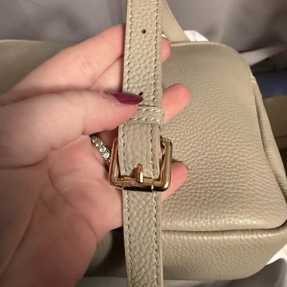 Pom Pom London City Plus Leather Crossbody Bag Purse Charm Stone Light Tan NWOT - Picture 13 of 16